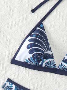 SHEIN Swim Summer Women'S Printed Halter Neck Bikini Set Carnival - Multicolor - View 3
