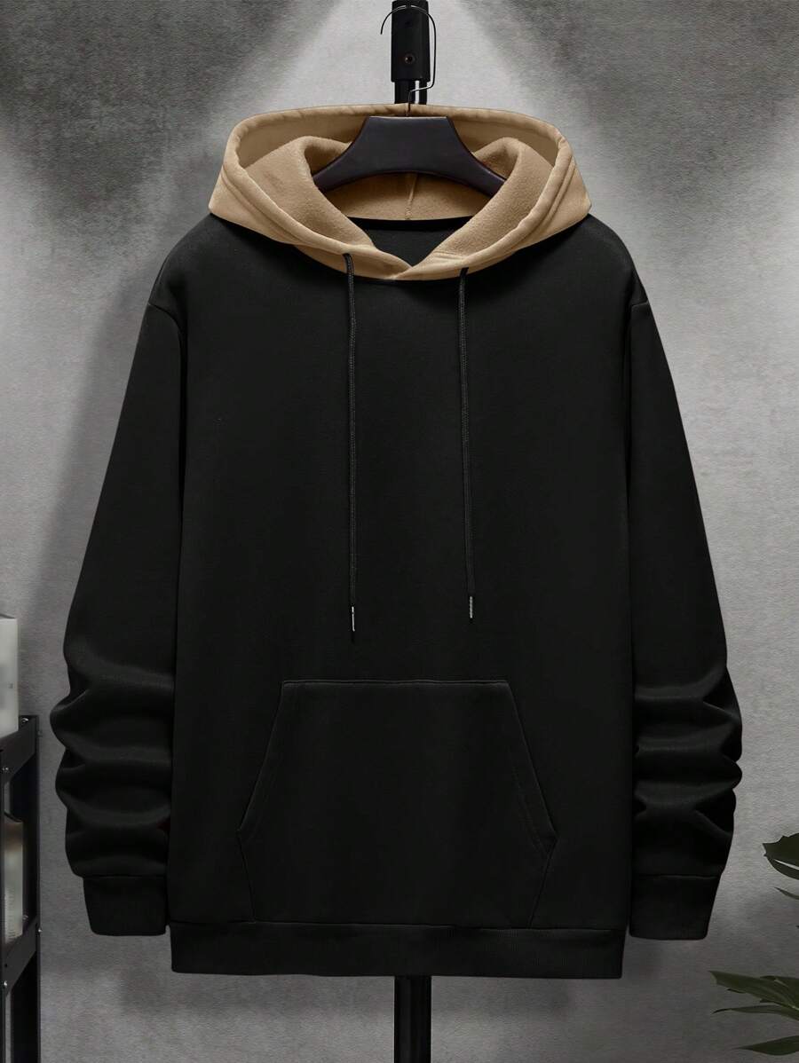 男士袋鼠口袋長袖彩色連帽衫 - 彩色 - 查看 1