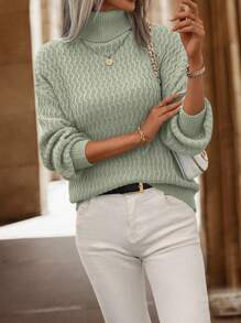 SHEIN LUNE Jersey Básico De Un Solo Color - Verde - Ver 4