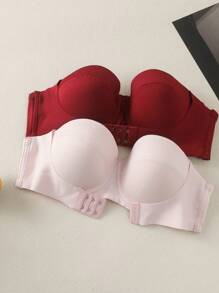 2pcs/Set Women's Strapless Bra With Underwire - Multicolor - View 4