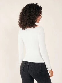 Tseoso Women's Slim Fit Long Sleeve T-Shirt - White - View 3