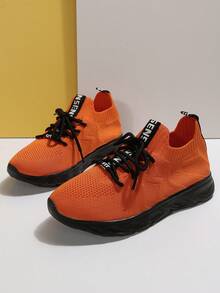 新款春夏運動女士跑步鞋透氣網布運動鞋,輕便休閒鞋 - 橘色 - 查看 6
