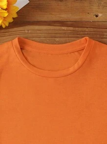 SHEIN EZwear 純色基本款圓領休閒t卹 - 彩色 - 查看 5