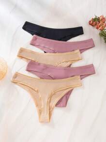 Tanga Sólido De Color Liso Y Sin Costuras - Multicolor - Ver 2