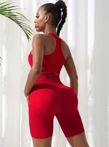 Easithlete Seamless Yoga Pilates Sportswear Set For Chinese New Year Workout Women Set - Red - View 2