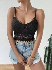 Chiquease Women's Sexy Round Neck Lace Camisole