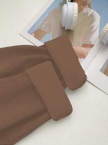 Flirla Women's Plus Size Solid Color Thermal Lined Thermal Leggings - Khaki - View 6