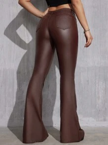 SHEIN Tall Pantalones acampanados de moda para mujer con ajuste estrecho y de unicolor para ocasiones informales
