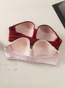 2pcs/Set Women's Strapless Bra With Underwire - Multicolor - View 2
