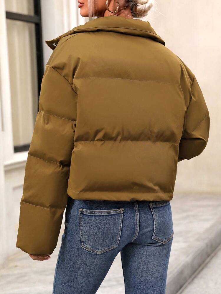 Women's Short Zipper Front Padded Padded Coat Clothes Winter Fall Cloth For Women