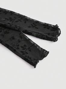 SHEIN MOD Ladies' Sexy Lace Stand Collar Top - Burgundy - View 3