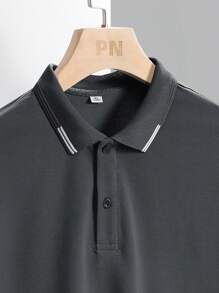 Men's Short Sleeve Color Block Decorated Polo Shirt
