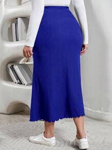 SHEIN Essnce Plus Size Solid Color Mermaid Tail Skirt - Royal Blue - View 2