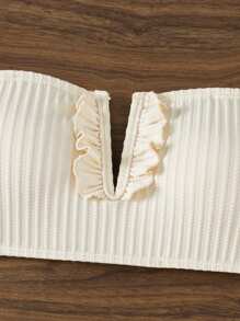 SHEIN Swim Women's Strapless Bikini Top Beach Tops - Apricot - View 7