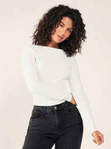 Tseoso Women's Slim Fit Long Sleeve T-Shirt - White - View 2