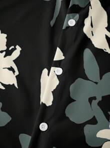 Camisa Estampada De Flores Para Hombre - Negro - Ver 4