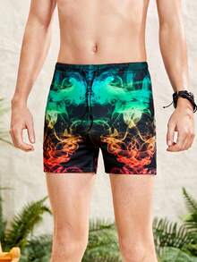 SHEIN Teenage Boys' Colorful Holographic Number Print Tight Swim Shorts - Multicolor - View 8