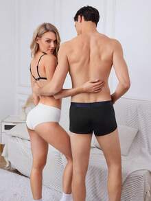 SHEIN Women's Eiffel Tower Embroidery Seamless Triangle Panties - Multicolor - View 2