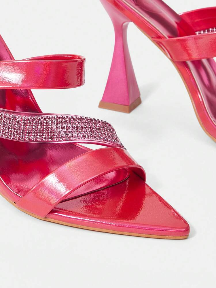 Pointed Toe Mule Pyramid High Heeled Sandals