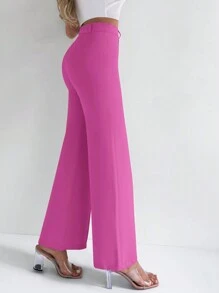 RueChic Pantalones de traje de talle alto con costura detalle de pierna recta