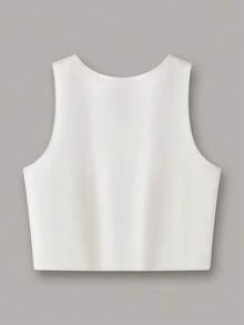 SHEIN EZwear Women's Round Neck Tank Top For Summer With Dragon Pattern - White - View 2