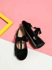 女童甜美软底复古天鹅绒公主鞋黑色适合秋冬季儿童学生低帮舞鞋 - 黑色 - 查看 2