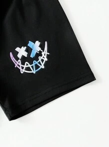 Dziecko Chłopcy 3D Uśmiechnięta twarz & Bańka Nadrukowany Rzemiosło Kamizelka I Szorty Streetwear Moda