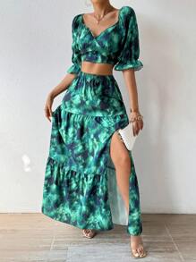 Chiquease Floral Print Casual Two Piece Set - Green - View 6