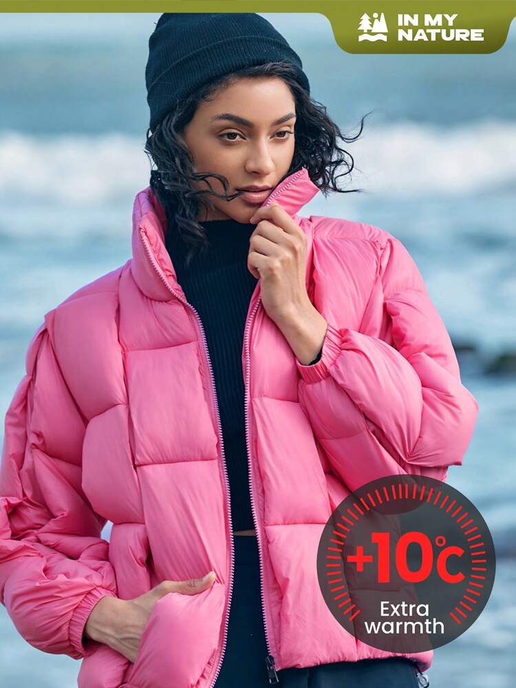 Zipper Front Padded Coat For Winter