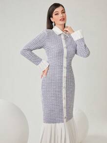 Modelyn 女款拼色羈扣細節百褶下擺連身裙 - 淡紫色 - 查看 5