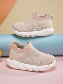 Boys' Breathable Casual Slip On Learning Socks Shoes For Infants And Toddlers - Apricot - View 3