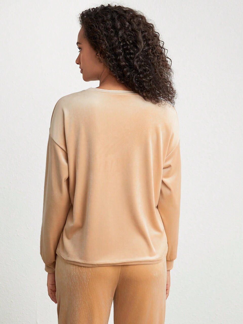 Leisure Cozy Warm Crew Neck Long Sleeve Top-Yellow