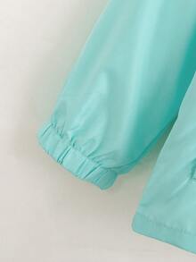 男童酷炫休閒帽衫外套,帶有趣的字母印花,幼童尺寸 - 軍綠色 - 查看 3