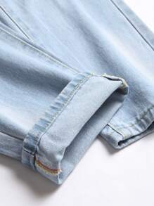 男童破洞直筒牛仔裤（大童） - 淺色水洗藍 - 查看 3
