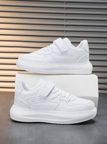 Kids' Four Seasons Fashionable White Sneakers For Boys, Classic Color Matching, Ideal For Daily Wear And Multiple Occasions, Suitable For Campus Students, Sports Shoes - White - View 7