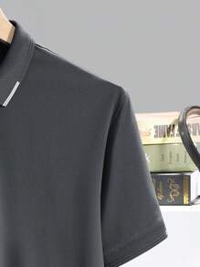 Men's Short Sleeve Color Block Decorated Polo Shirt