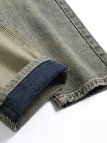 Jeans Ajustados Y Rasgados Para Hombres - Azul lavado medio - Ver 3