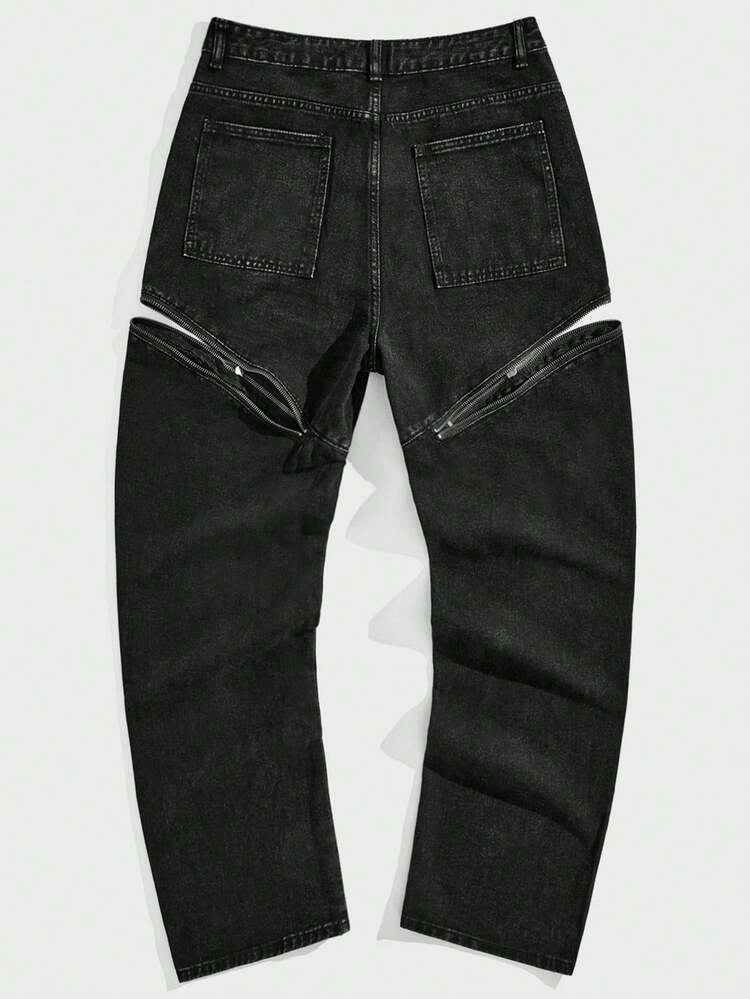 Men's Regular Fit Mid-rise Straight Leg Jeans Without Elasticity