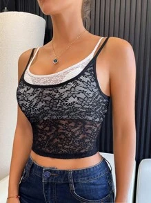 SHEIN Women's All-Season Lace Trim Camisole