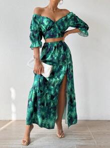 Chiquease Floral Print Casual Two Piece Set - Green - View 4