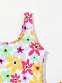 Infant Girls' Flower Print One-Piece Swimsuit - Multicolor - View 4