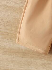 SHEIN 男童可愛學院風拼色短袖上衣套裝,適用於夏季 - 卡其色 - 查看 6