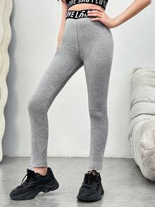 Cô gái Tween Dệt kim In thư Giải trí Xà cạp Bộ - Nhiều màu - Xem 7