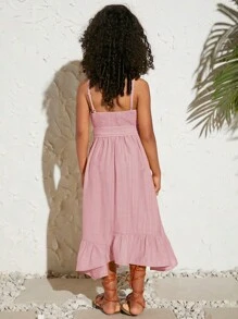 SHEIN Lässiges einfarbiges Kleid für kleine Mädchen mit Rüschensaum