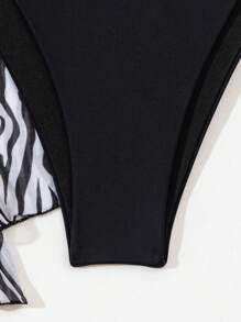 SHEIN Swim Women's Three-Piece Zebra Print Bikini Set Summer Beach - Multicolor - View 5