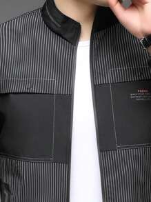 男式撞色条纹拉链夹克