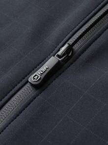 男士格紋拉鍊前襟棒球領夾克衫,印花設計 - 藏蓝色 - 查看 3