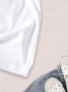 女童蝴蝶印花短袖t恤 - 白色 - 查看 6