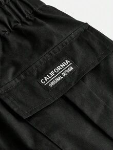 SHEIN Tween 女童梭織純色 A 字裙,高腰紙袋細節 - 卡其色 - 查看 3