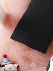 Baby Girl's 2 In 1 Cap Sleeve Jumpsuit With Big Bowknot And Cow Print - Black - View 3